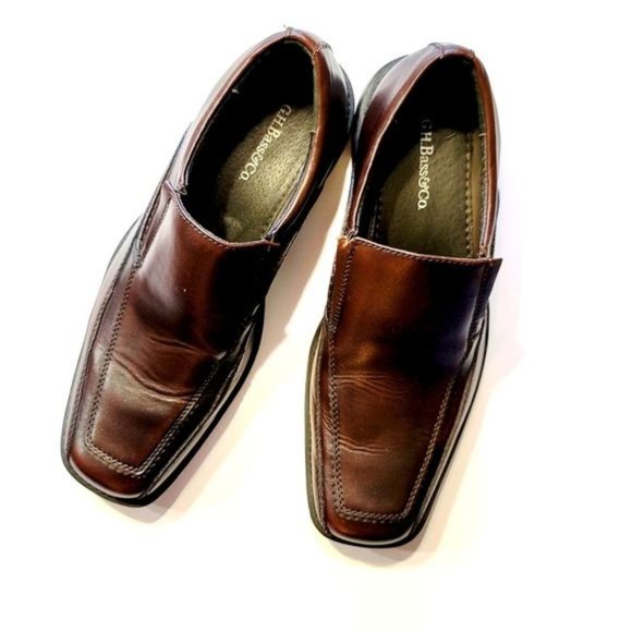 G.H. BASS & CO Brown Leather Square Toe Slip On Loafers Men's 8.5 - Picture 6 of 6
